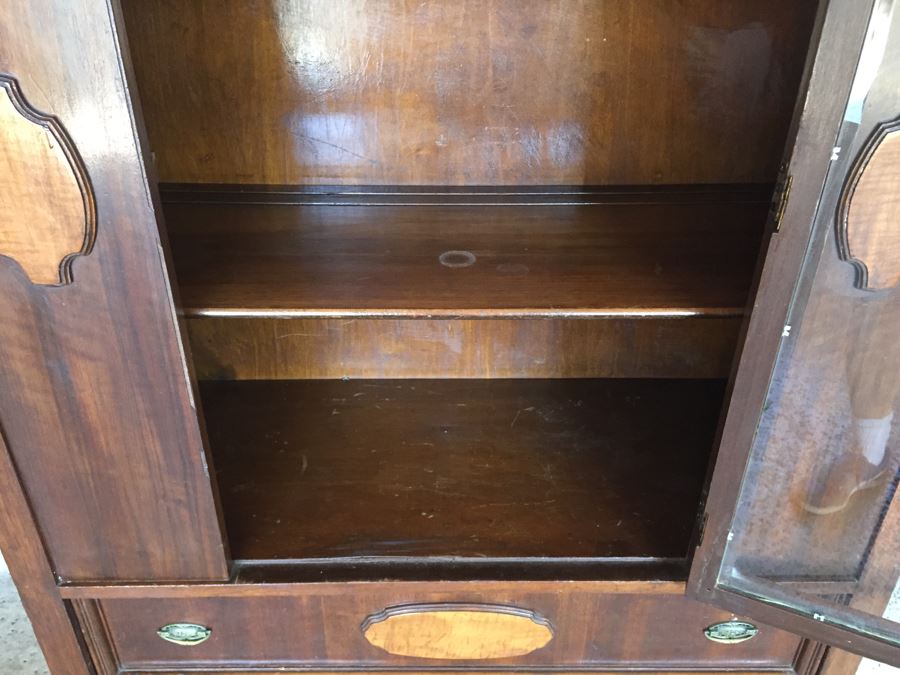 Vintage Cabinet With Glass Door Front And Drawer