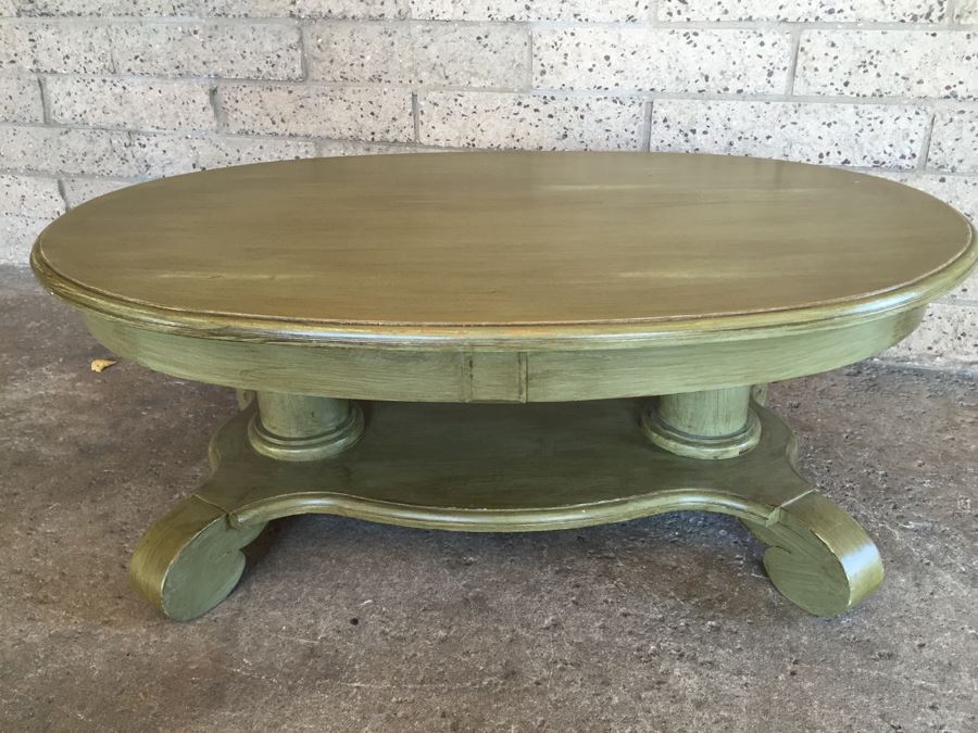 antique green coffee table