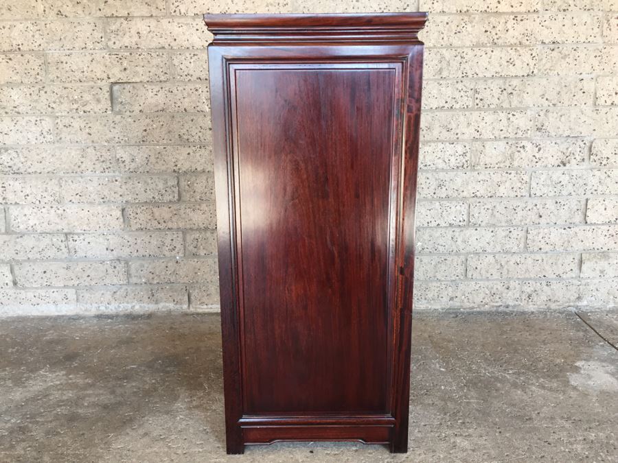Stunning Rosewood 4-Drawer Chest Of Drawers Dresser With Brass Pulls Solid Construction [Photo 2]