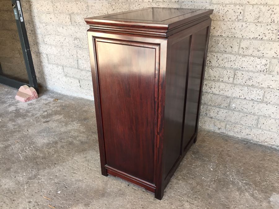 Stunning Rosewood 4-Drawer Chest Of Drawers Dresser With Brass Pulls Solid Construction [Photo 17]