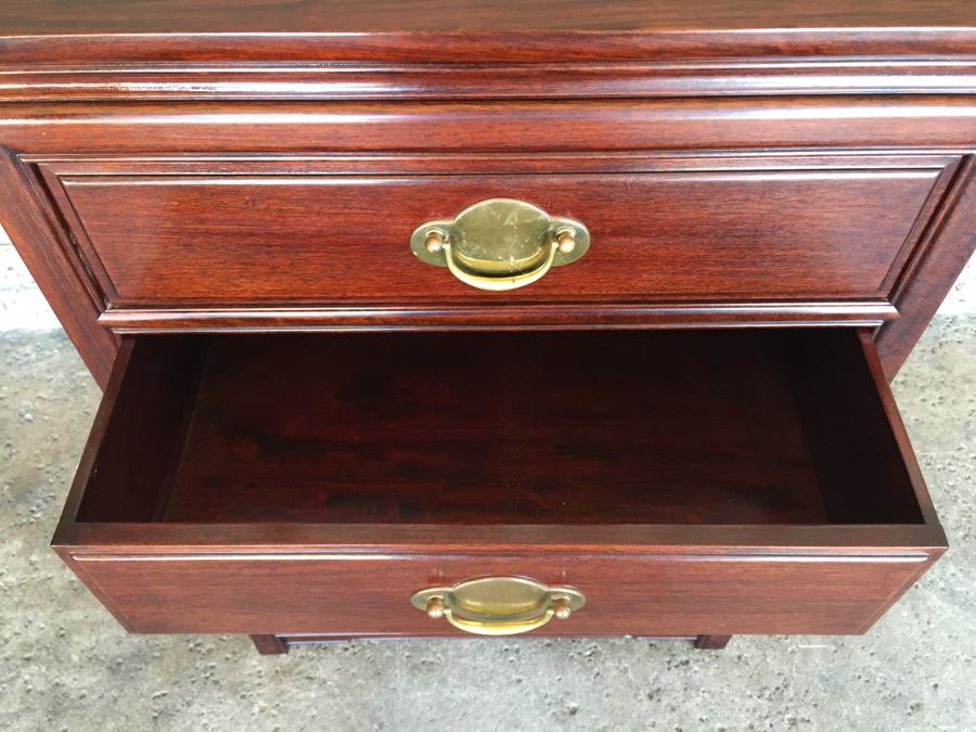 Stunning Rosewood 4-Drawer Chest Of Drawers Dresser With Brass Pulls Solid Construction [Photo 11]