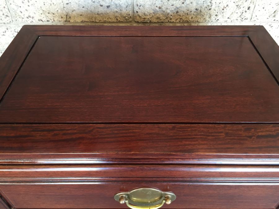 Stunning Rosewood 4-Drawer Chest Of Drawers Dresser With Brass Pulls Solid Construction [Photo 5]