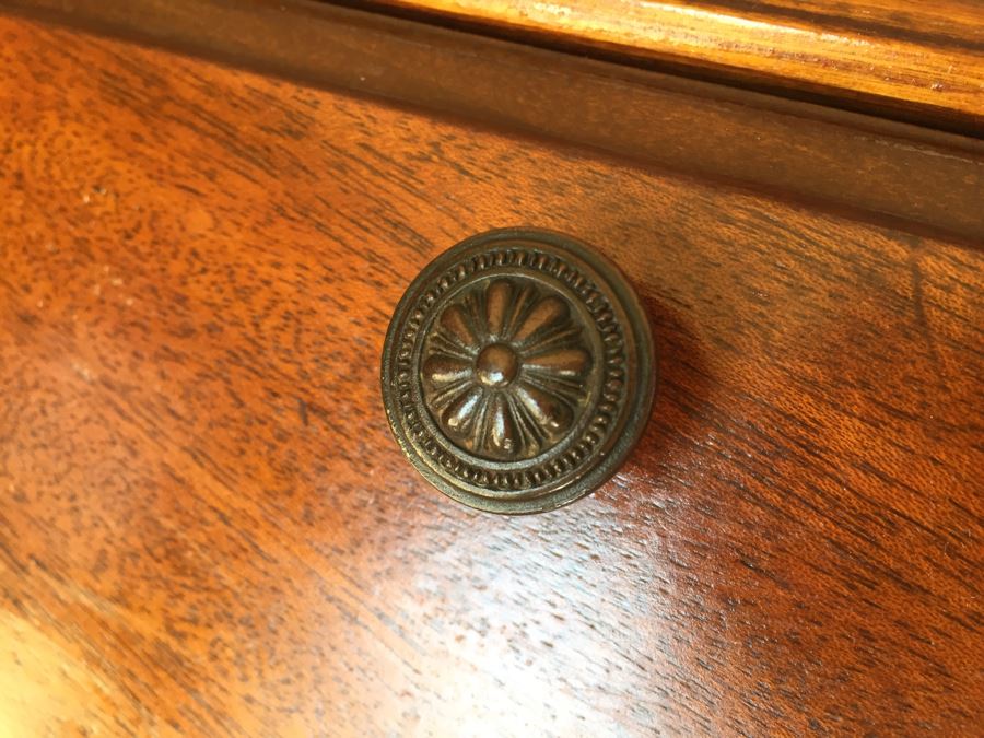 Nice Serpentine Front Small Secretary Desk With Ball And Claw Feet [Photo 14]