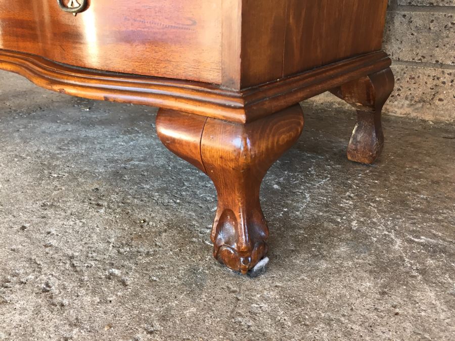 Nice Serpentine Front Small Secretary Desk With Ball And Claw Feet [Photo 15]