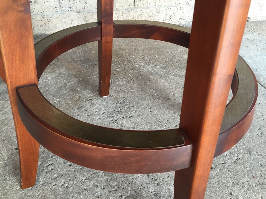 Pair Of Solid Wood Swivel Bar Stools Armchairs [Photo 10]