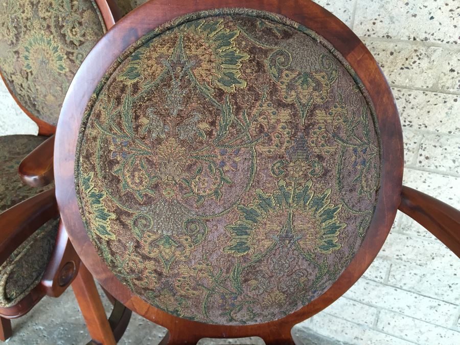 Pair Of Solid Wood Swivel Bar Stools Armchairs [Photo 12]