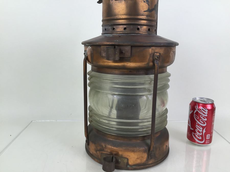 Vintage H. Henriksens Copper And Brass Lantern EFTF Lanternefabrikk Bergen Norge Marine Port Norway [Photo 14]