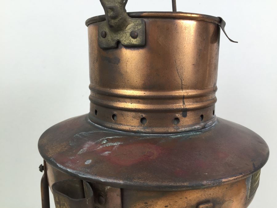 Vintage H. Henriksens Copper And Brass Lantern EFTF Lanternefabrikk Bergen Norge Marine Port Norway [Photo 11]