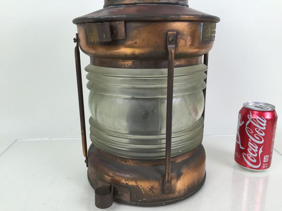 Vintage H. Henriksens Copper And Brass Lantern EFTF Lanternefabrikk Bergen Norge Marine Port Norway [Photo 10]