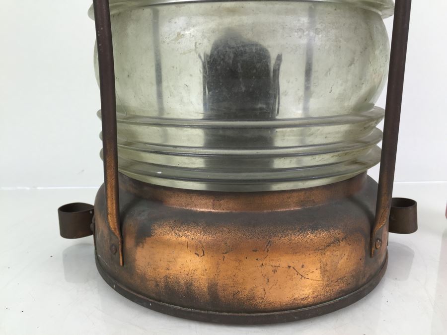 Vintage H. Henriksens Copper And Brass Lantern EFTF Lanternefabrikk Bergen Norge Marine Port Norway [Photo 6]