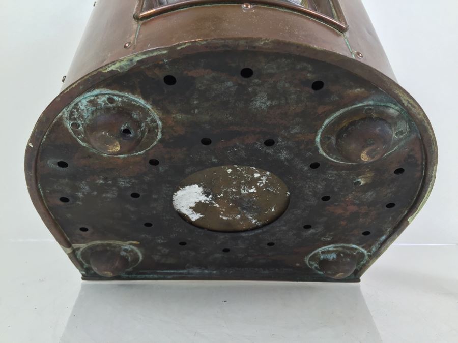 Large Vintage Japanese Ship Lantern Copper Brass Stern Nautical Naval Light [Photo 28]