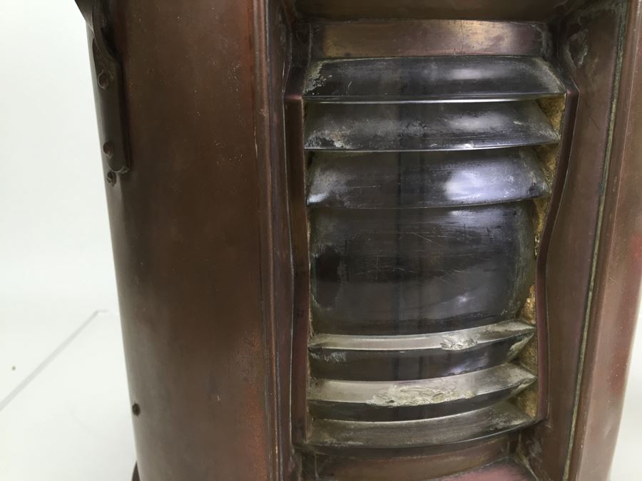 Large Vintage Japanese Ship Lantern Copper Brass Stern Nautical Naval Light [Photo 23]