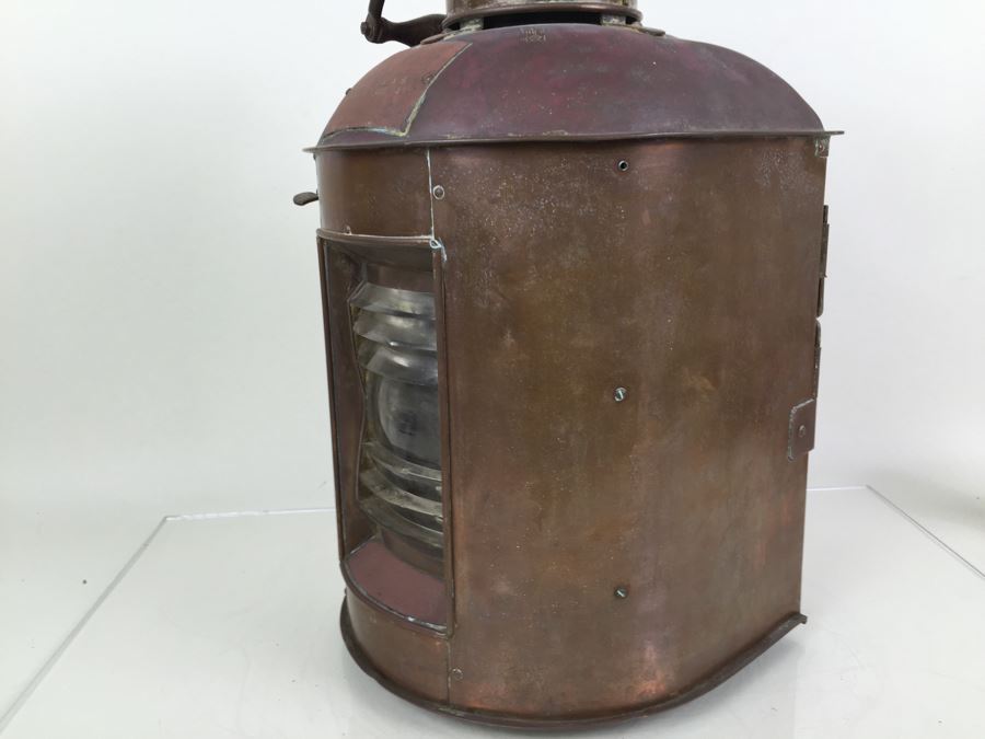 Large Vintage Japanese Ship Lantern Copper Brass Stern Nautical Naval Light [Photo 12]