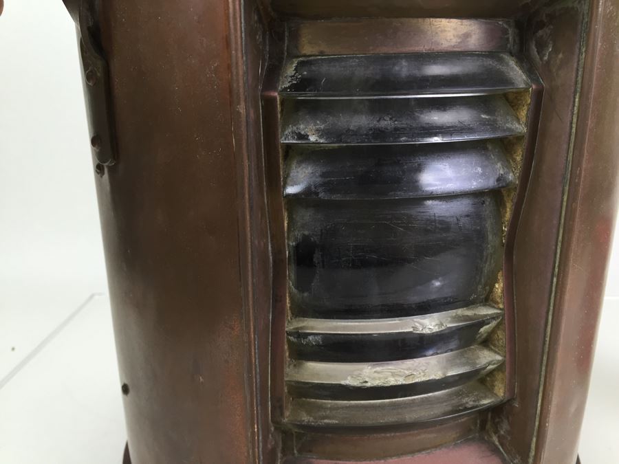 Large Vintage Japanese Ship Lantern Copper Brass Stern Nautical Naval Light [Photo 24]