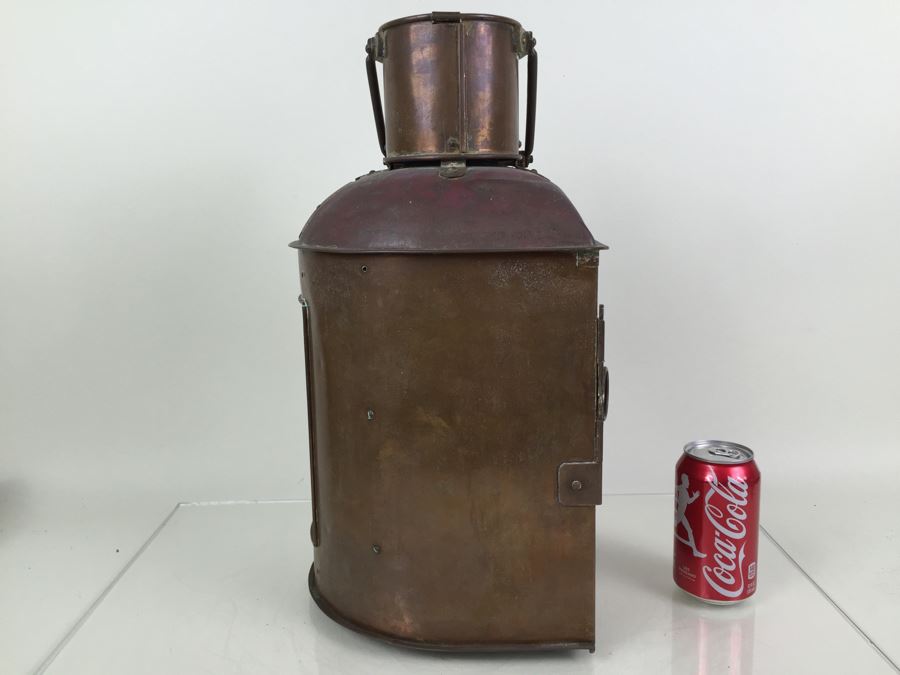 Large Vintage Japanese Ship Lantern Copper Brass Stern Nautical Naval Light [Photo 13]