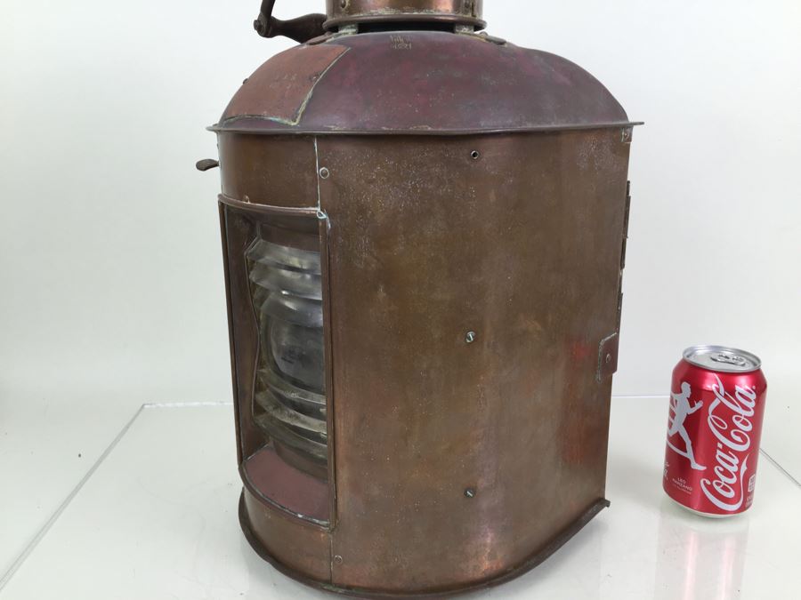 Large Vintage Japanese Ship Lantern Copper Brass Stern Nautical Naval Light [Photo 26]