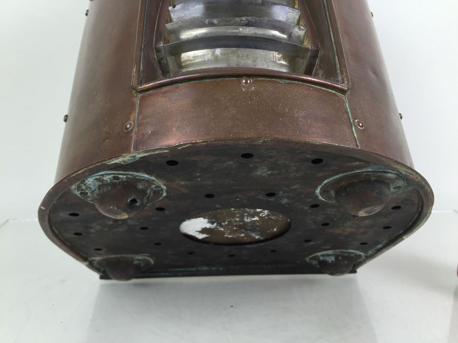 Large Vintage Japanese Ship Lantern Copper Brass Stern Nautical Naval Light [Photo 30]