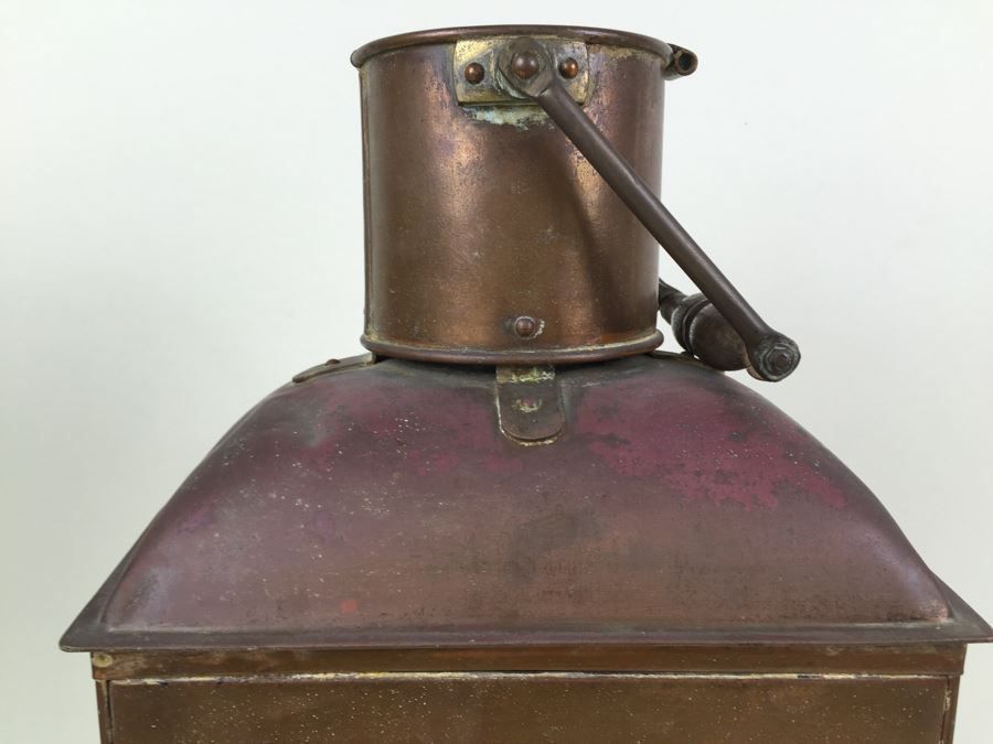 Large Vintage Japanese Ship Lantern Copper Brass Stern Nautical Naval Light [Photo 15]