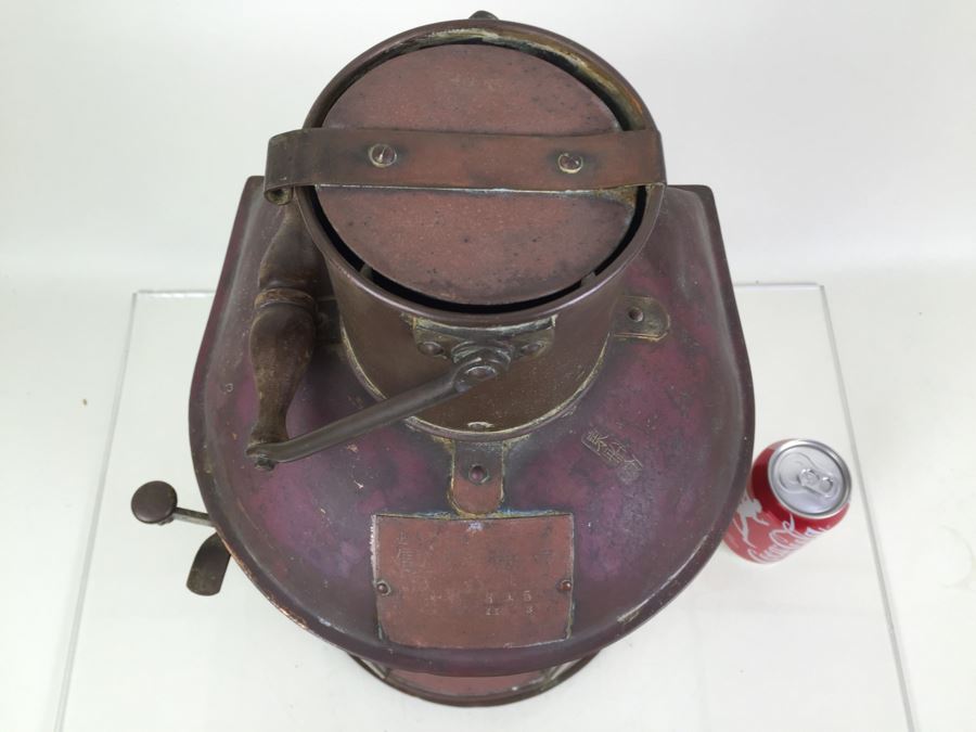 Large Vintage Japanese Ship Lantern Copper Brass Stern Nautical Naval Light [Photo 27]