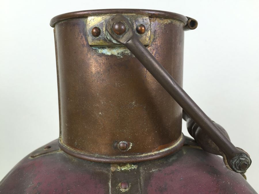 Large Vintage Japanese Ship Lantern Copper Brass Stern Nautical Naval Light [Photo 14]