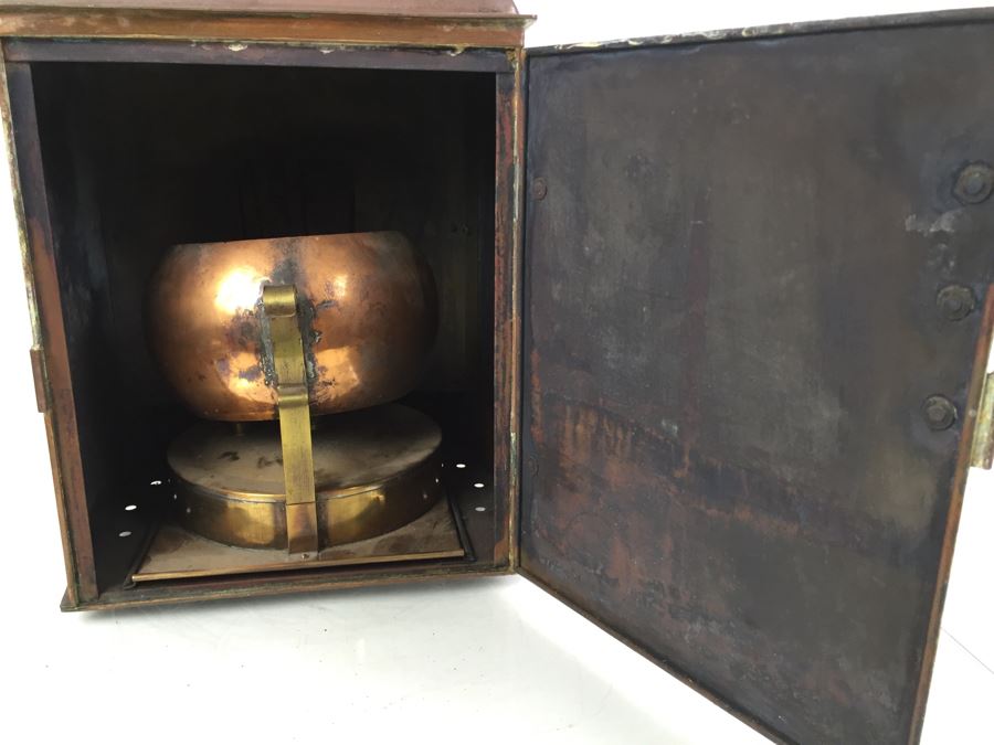 Large Vintage Japanese Ship Lantern Copper Brass Stern Nautical Naval Light [Photo 22]
