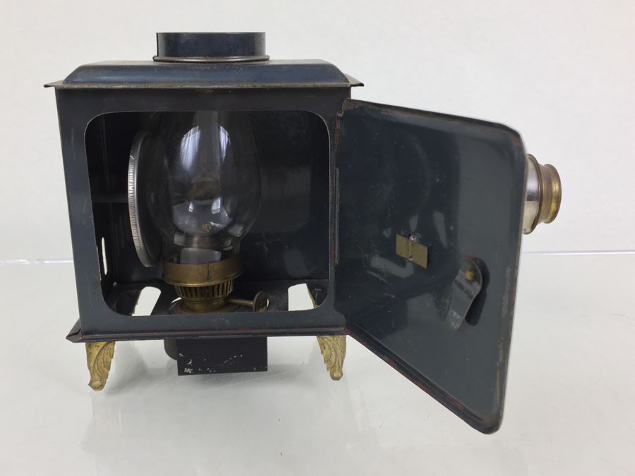 Antique Magic Lantern Ernest Plank Lantern Projector With 1 Glass Slide Film Projector E.P. Made In Germany Great Condition [Photo 8]