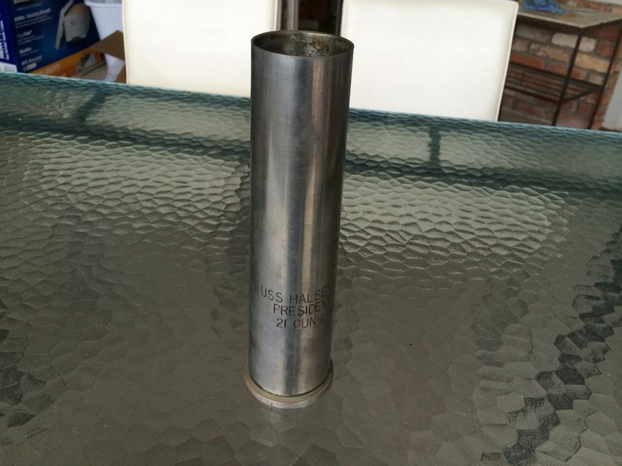 USS Halsey - President's Day 21 Gun Salute - Used 40mm MK3 Shell Engraved [Photo 1]