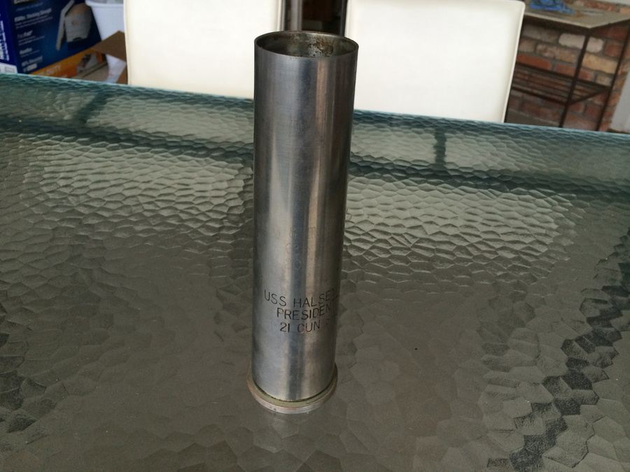 USS Halsey - President's Day 21 Gun Salute - Used 40mm MK3 Shell Engraved