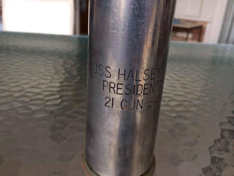 USS Halsey - President's Day 21 Gun Salute - Used 40mm MK3 Shell Engraved [Photo 2]