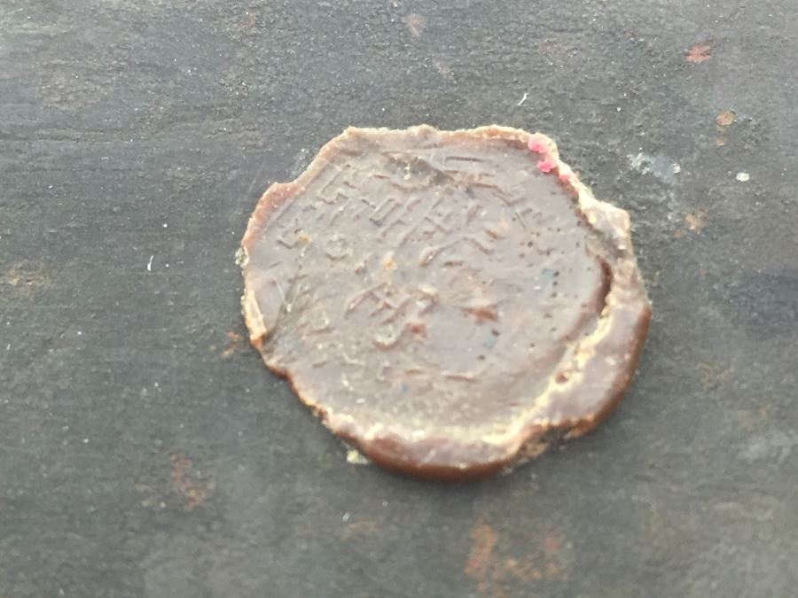 Vintage Signed Chinese Carved Wood Gold & Red Painted Panel With Mother Of Pearl Inlay [Photo 38]