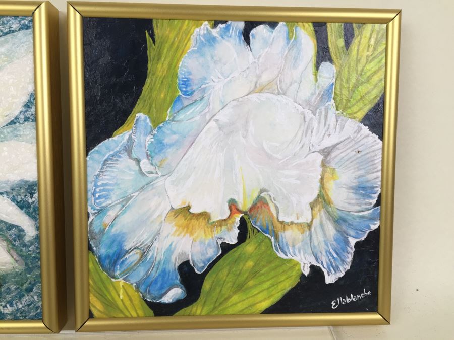 Set Of 3 Original Mixed Media Floral Paintings Signed By Artist Ellablanche Kezar Salmi [Photo 7]