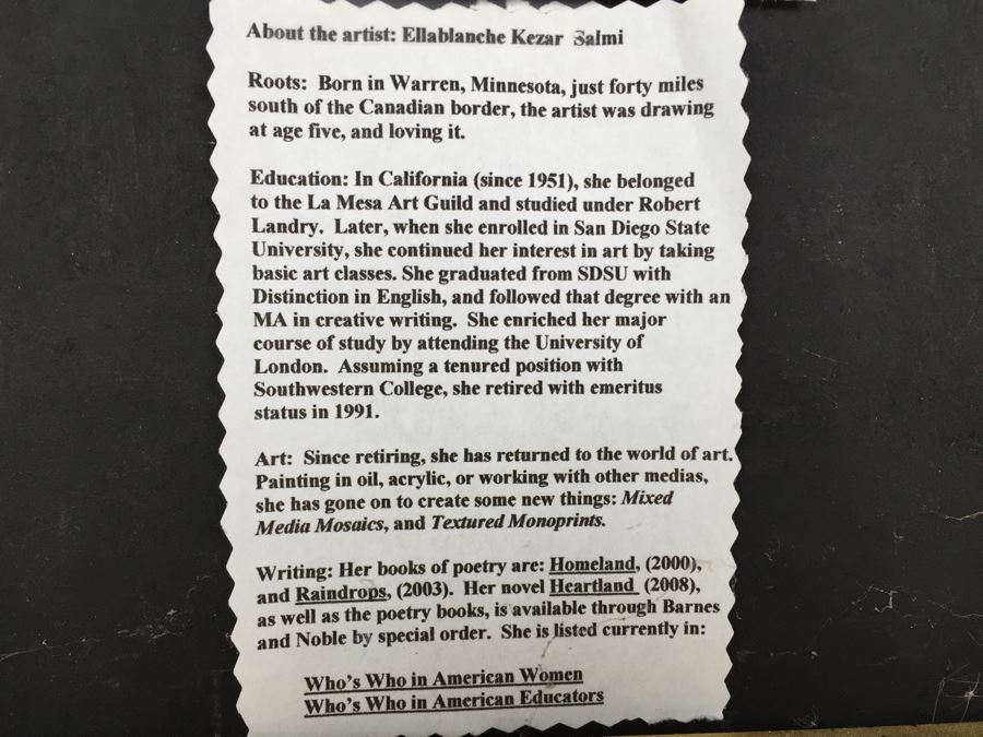 Set Of 3 Original Mixed Media Floral Paintings Signed By Artist Ellablanche Kezar Salmi [Photo 14]