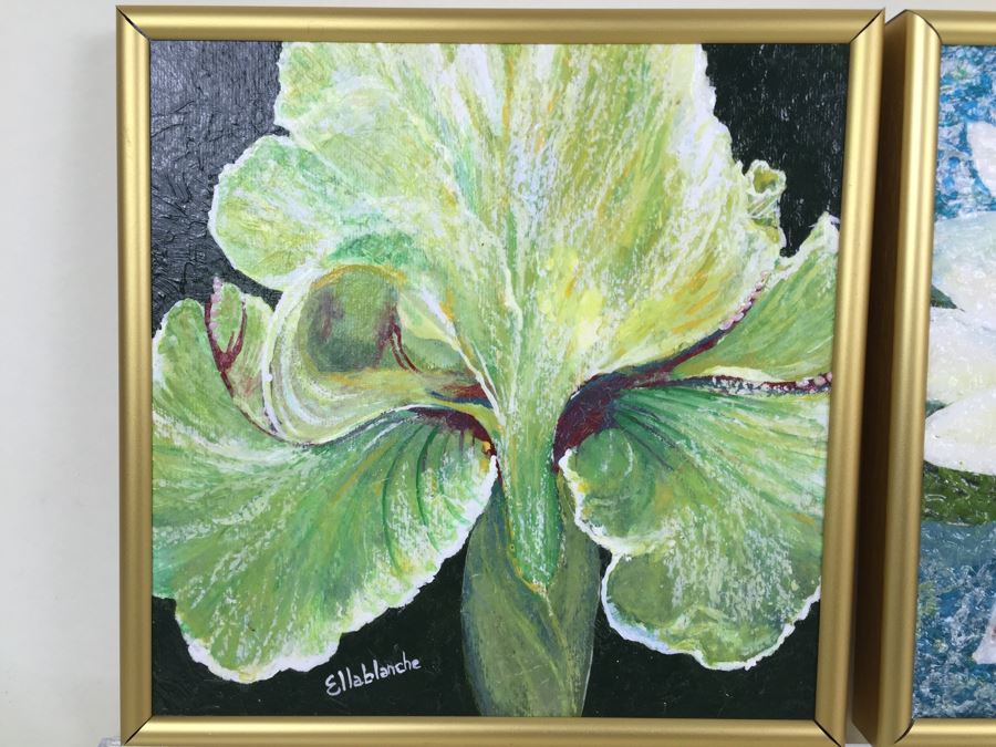 Set Of 3 Original Mixed Media Floral Paintings Signed By Artist Ellablanche Kezar Salmi [Photo 10]