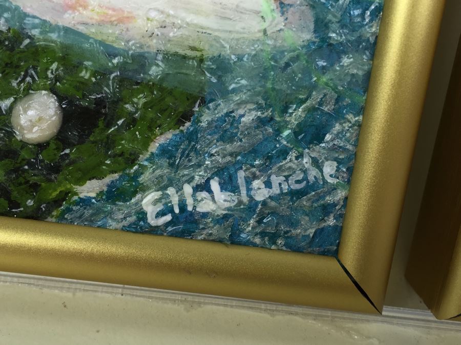 Set Of 3 Original Mixed Media Floral Paintings Signed By Artist Ellablanche Kezar Salmi [Photo 6]