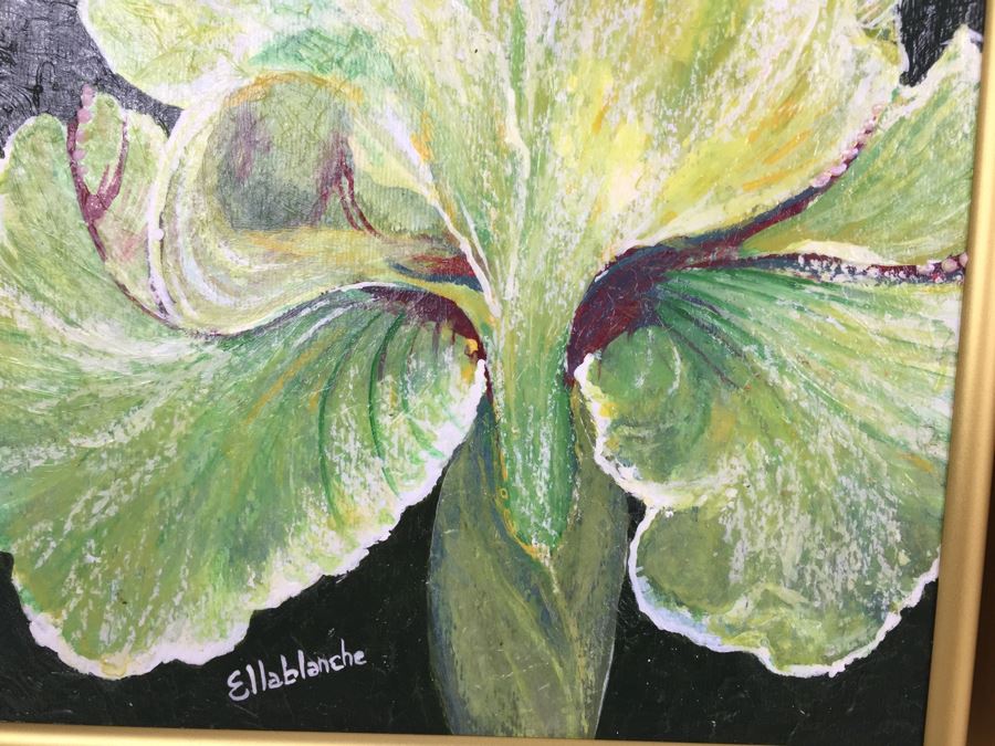 Set Of 3 Original Mixed Media Floral Paintings Signed By Artist Ellablanche Kezar Salmi [Photo 11]