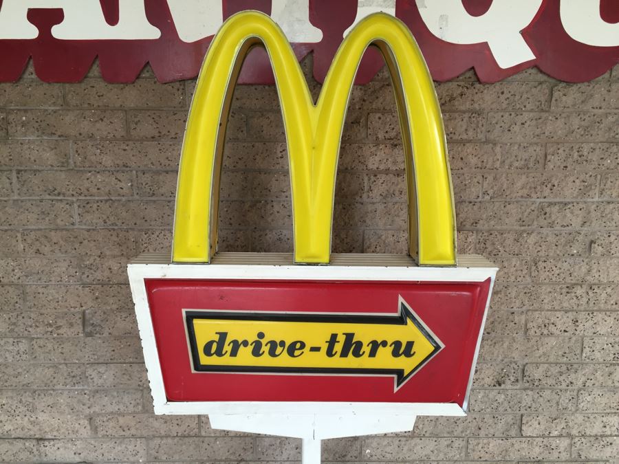 Vintage Early 1970's McDonalds Drive-Thru Sign On Cast Iron Base Featuring The Golden Arches [Photo 4]
