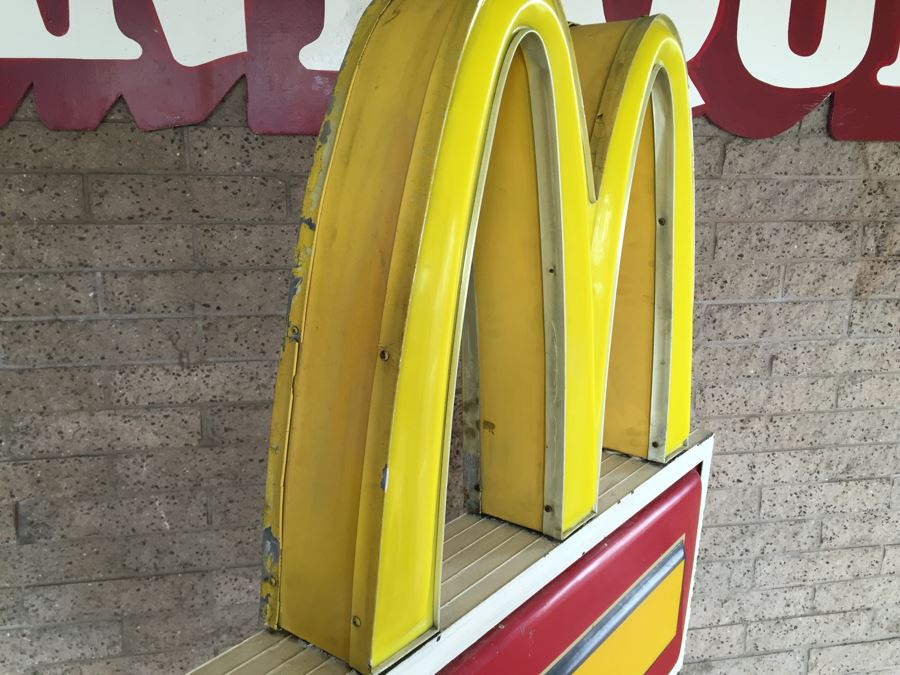 Vintage Early 1970's McDonalds Drive-Thru Sign On Cast Iron Base Featuring The Golden Arches [Photo 9]