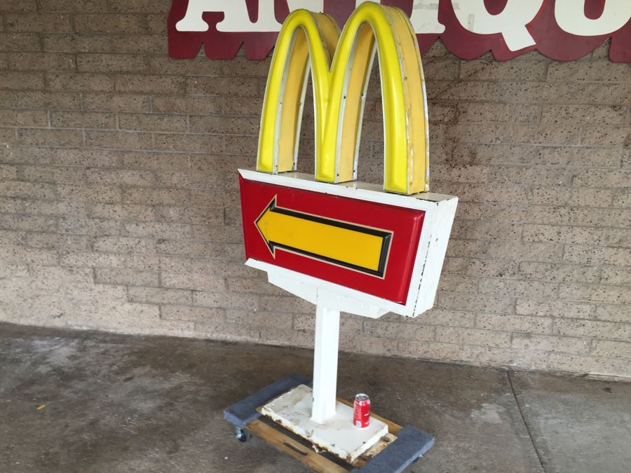 Vintage Early 1970's McDonalds Drive-Thru Sign On Cast Iron Base Featuring The Golden Arches [Photo 11]