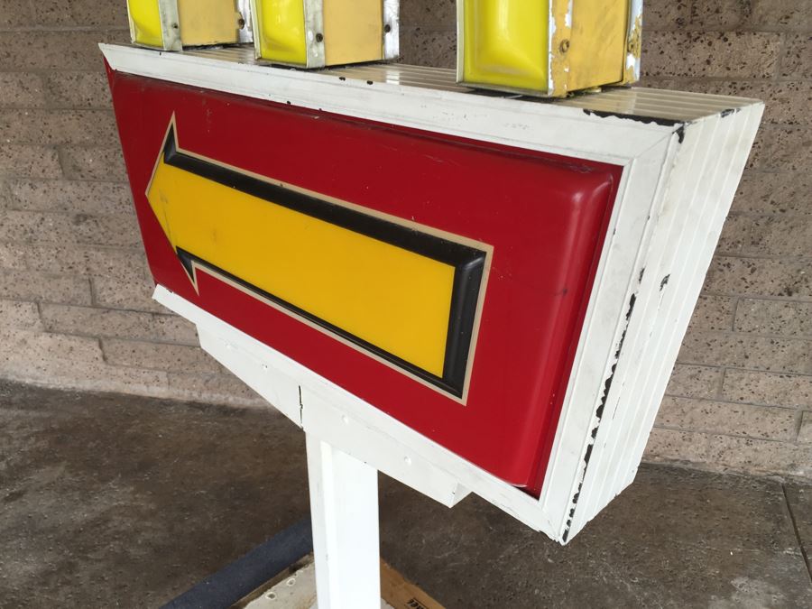 Vintage Early 1970's McDonalds Drive-Thru Sign On Cast Iron Base Featuring The Golden Arches [Photo 12]