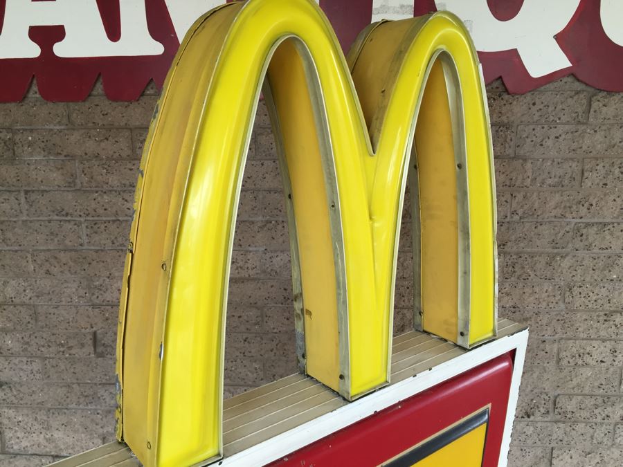 Vintage Early 1970's McDonalds Drive-Thru Sign On Cast Iron Base Featuring The Golden Arches [Photo 7]