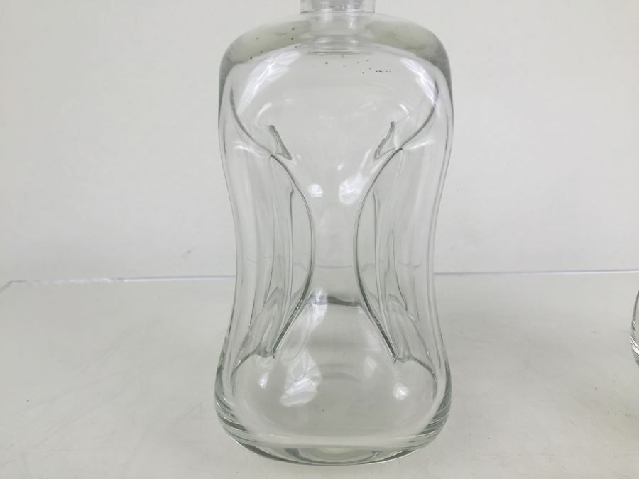 Pair Of Holmegaard Kluk Kluk Decanters Pinched Art Glass Scandinavian Crown Stopper Made In Denmark [Photo 9]
