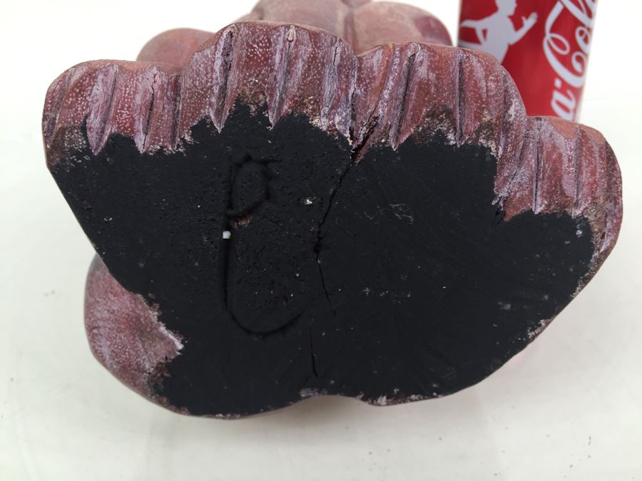 Signed Carved Wood Cat Statue [Photo 12]