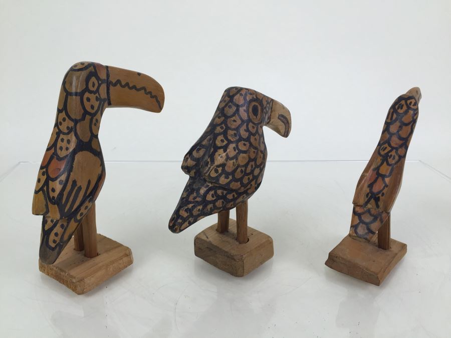 Set Of 3 Carved Wood Birds [Photo 5]