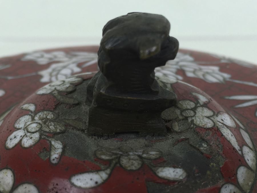 Vintage Chinese Cloisonne Lidded Box With Foo Dog [Photo 10]