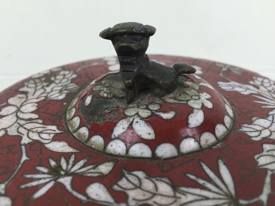 Vintage Chinese Cloisonne Lidded Box With Foo Dog [Photo 7]