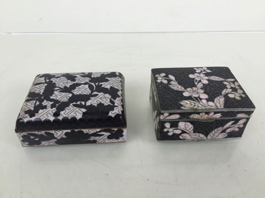Pair Of Chinese Cloisonne Lidded Boxes