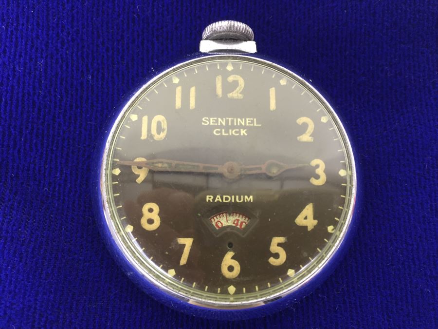 Vintage Working Sentinel Click Radium Pocket Watch
