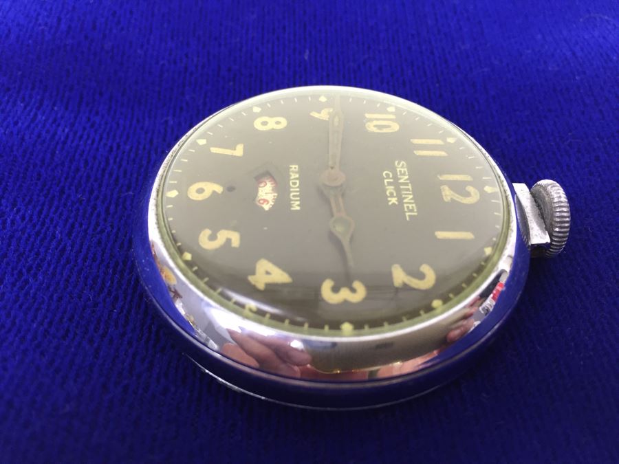 Vintage Working Sentinel Click Radium Pocket Watch [Photo 5]