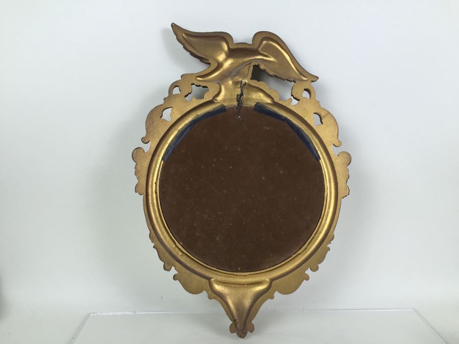 Vintage Gold Federal Eagle Convex Bubble Glass Bullseye Mirror Hollywood Regency [Photo 8]