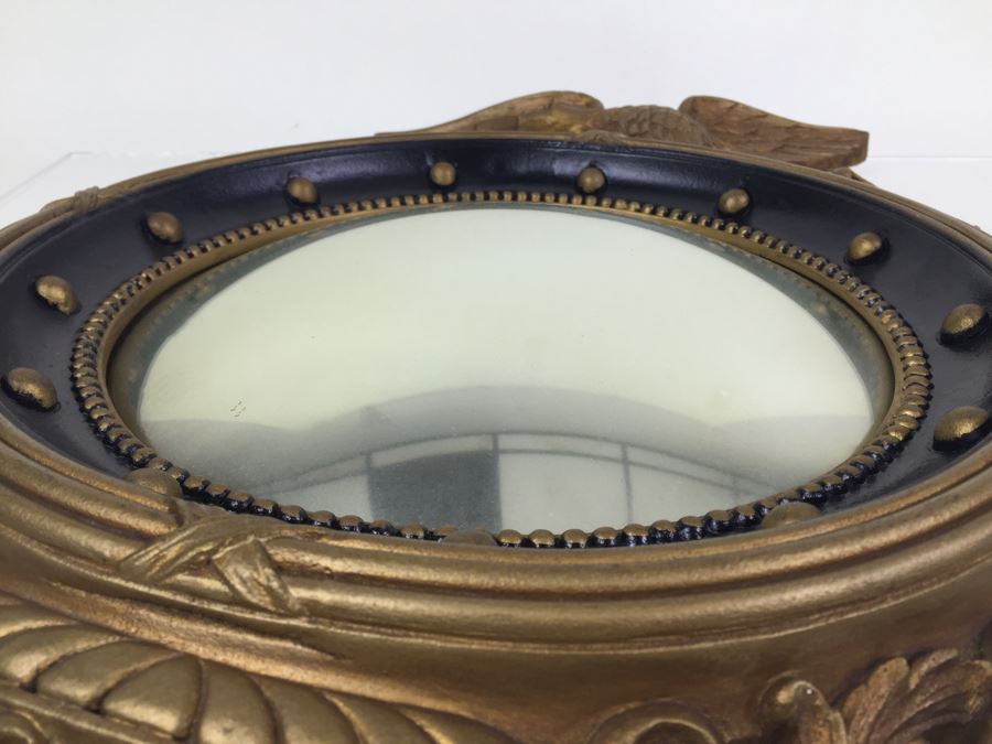 Vintage Gold Federal Eagle Convex Bubble Glass Bullseye Mirror Hollywood Regency [Photo 7]